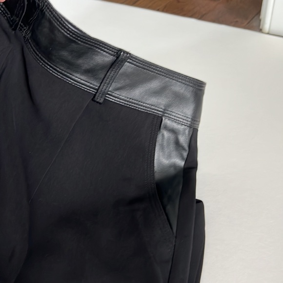 Ann Taylor Black Tuxedo Ankle Pants with Faux Leather Detail size 8 - Picture 9 of 9